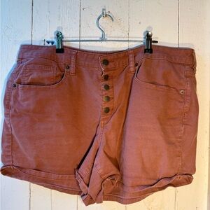Universal Thread High Rise Burgundy Denim Mini Shorts 16 - Bleach Stained